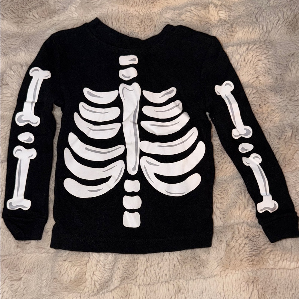 Komar Kids Black and White Skeleton Long Sleeve Tee
